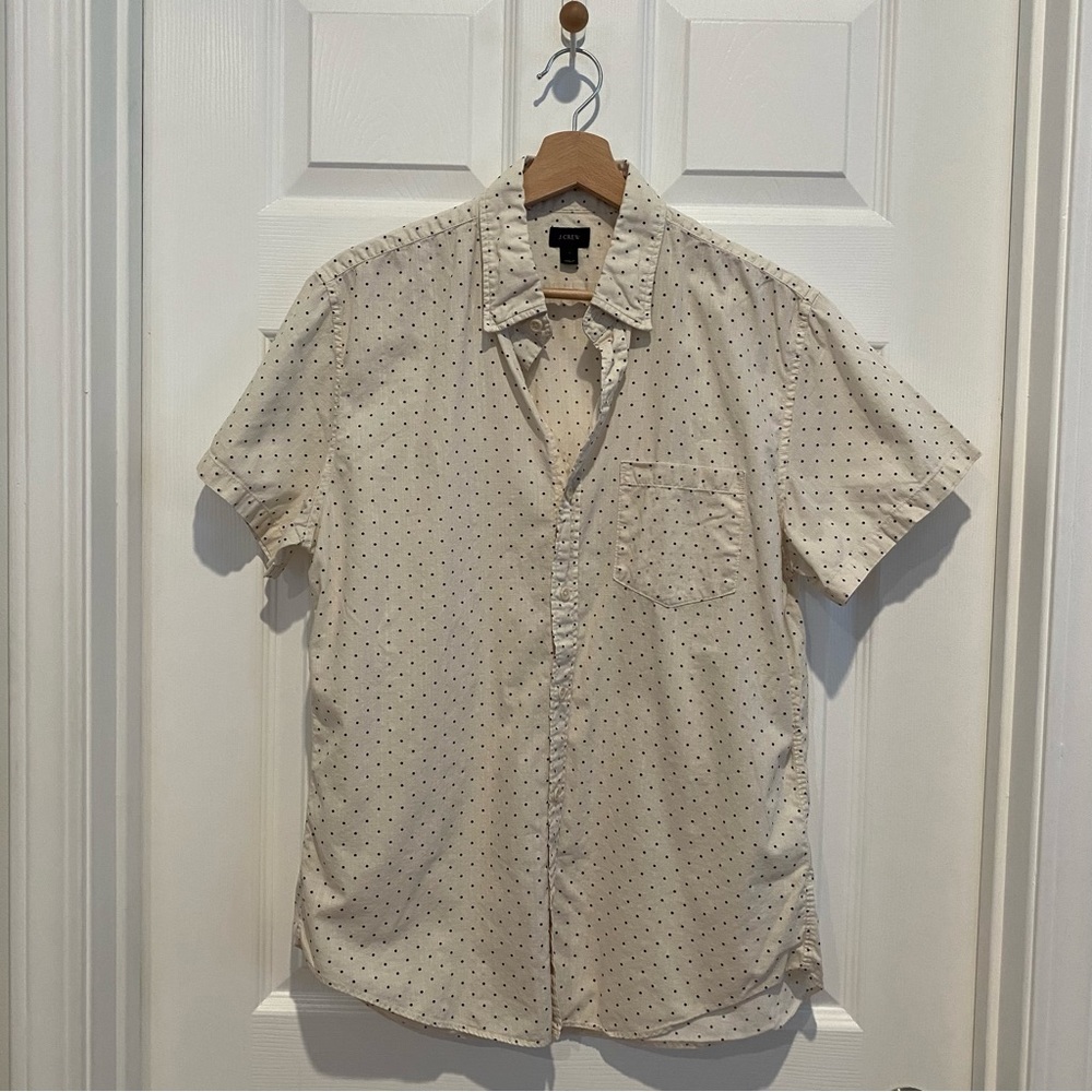 J. Crew Polka Dot Short Sleeve Button Down Top